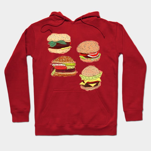 Burger-Enormous Hoodie by minniemorrisart